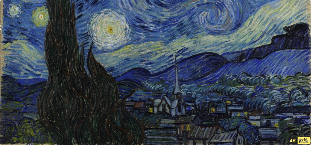 星月夜 (荷兰画家梵高创作油画)18K画质 超高像素 第1张 星月夜 (荷兰画家梵高创作油画)18K画质 超高像素 第1张