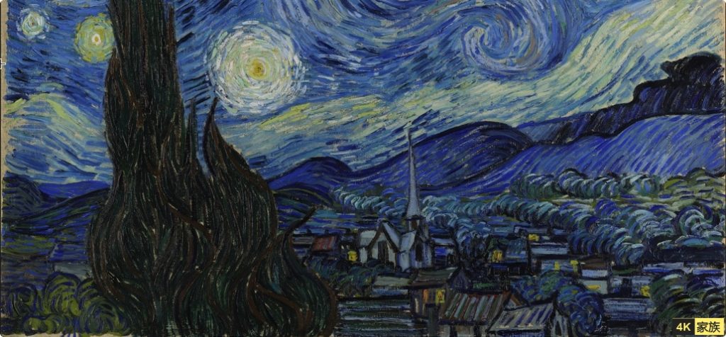 星月夜 （荷兰画家梵高创作油画）18K画质 超高像素 第1张