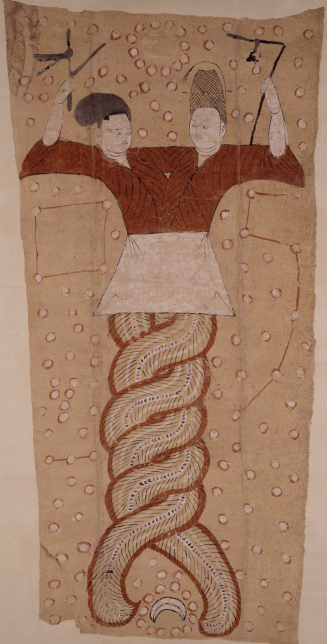 唐 伏羲女娲像页绢本87×44 第1张