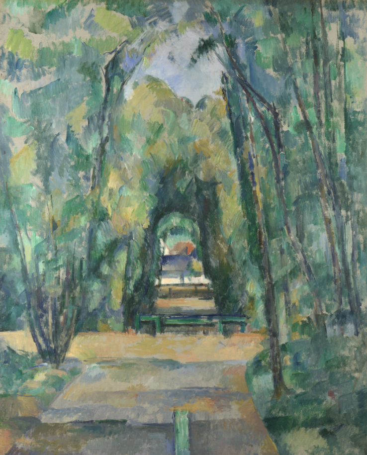 塞尚《泽蒙德的松树大道》高清油画无损画质 第1张