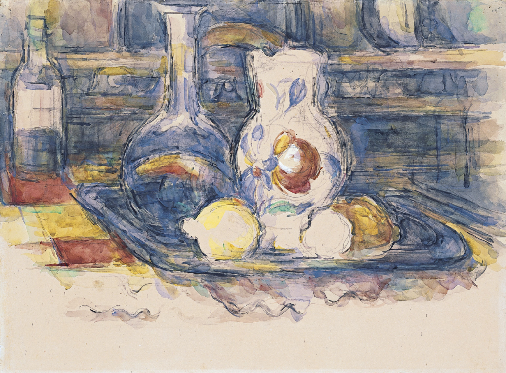 塞尚《瓶子、长颈瓶、水壶与柠檬》 第1张