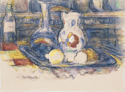 塞尚《瓶子、长颈瓶、水壶与柠檬》