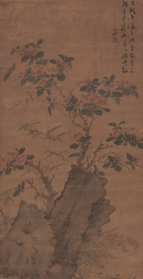 明 陈淳 着色花卉图轴无损画质下载 第1张