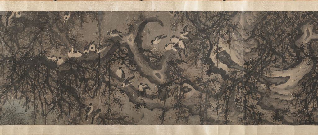 清 查士标 百鹊图卷无损画质下载 第1张