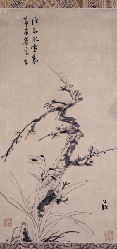 明 陈淳 梅花水仙图轴 无损画质