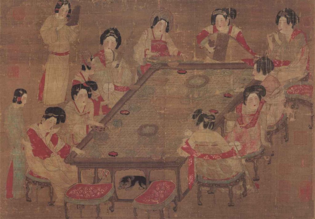 台北故宫馆藏《宫乐图》唐代仕女画代表作