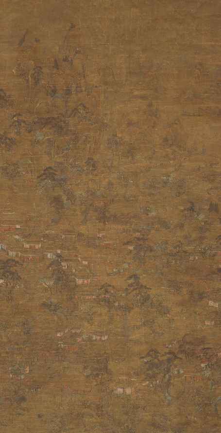 唐代佚名《宫苑图》金碧界画传世名作