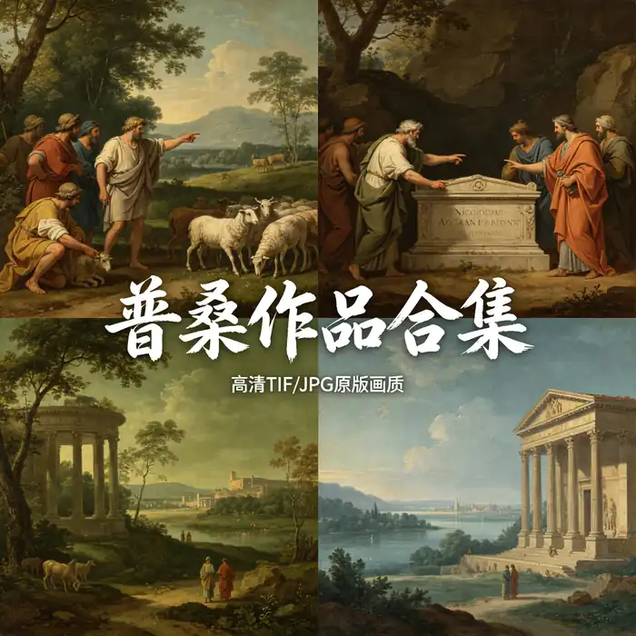 普桑古典主义油画 阿尔卡迪的牧人 构图典范