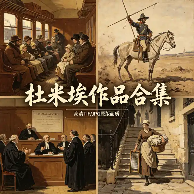 杜米埃讽刺版画与油画 三等车厢 巴黎市井众生