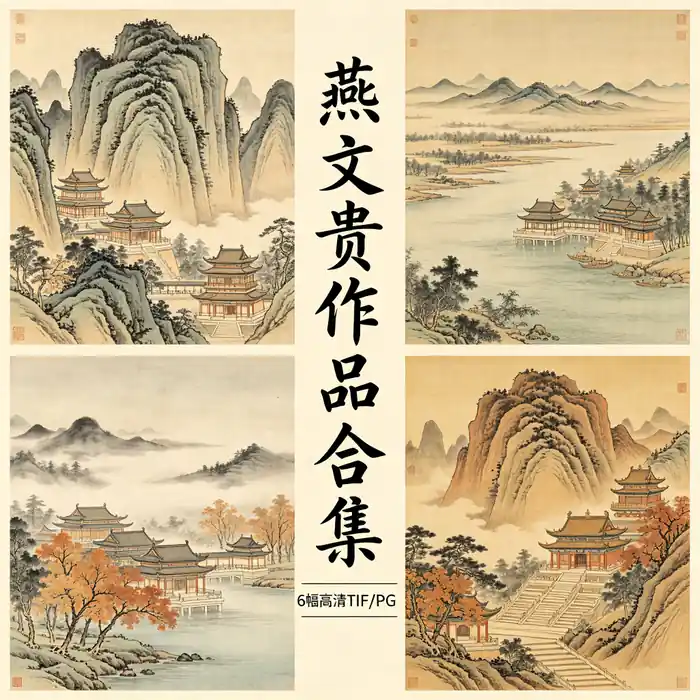 燕文贵名画全集 溪山楼观图江山楼观图高清原图无水印超清下载